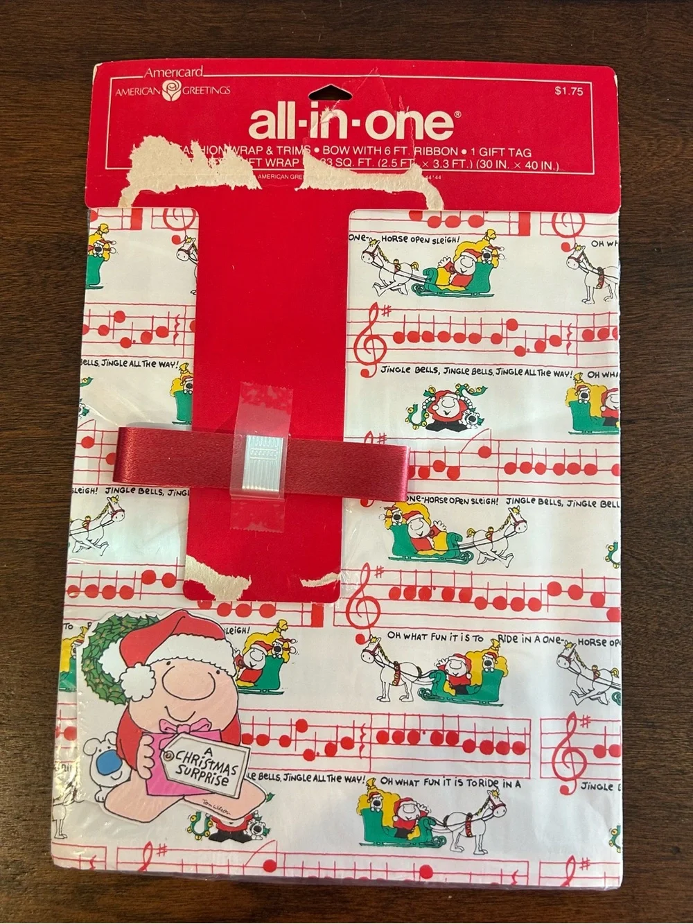American Greetings Vintage Ziggy Christmas All-in-One gift wrap set + Read Info.